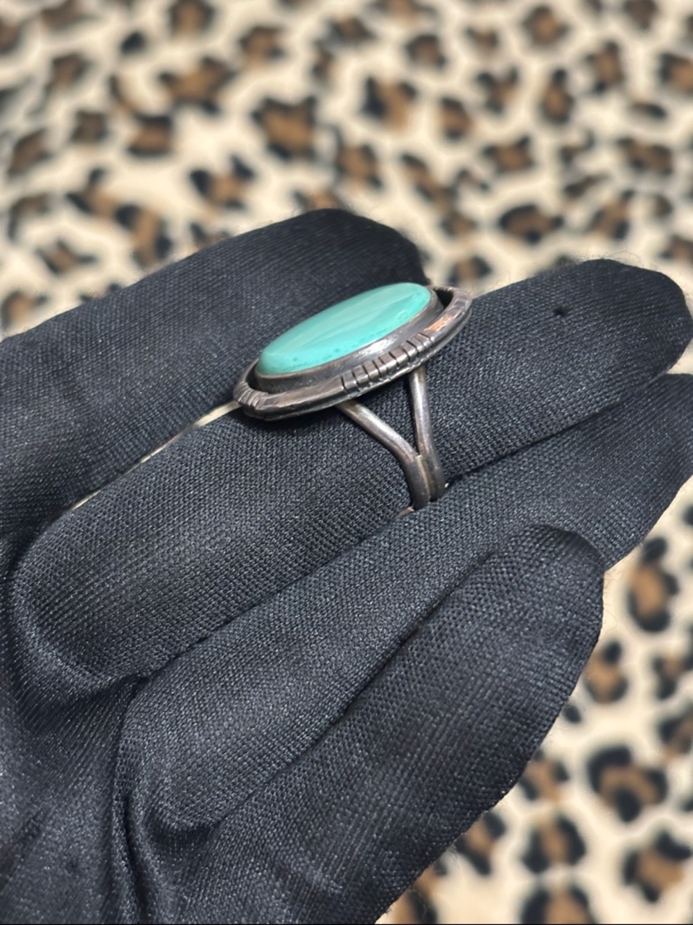 Vintage Sterling Silver 🩵 Turquoise Stone Ring 7.5 Southwest Statement - Picture 12 of 15